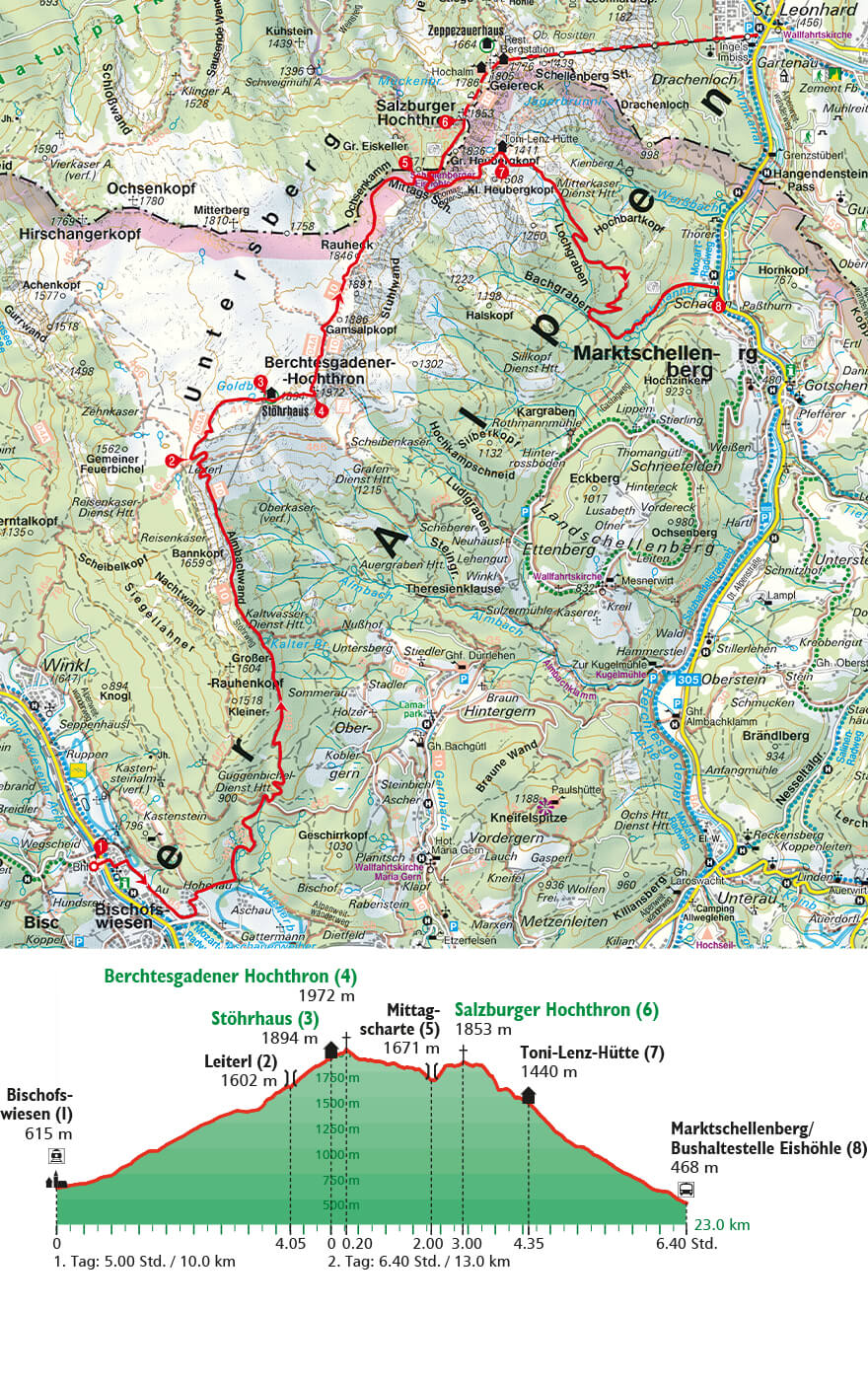 Zwei Tage lang geht es über das beeindruckende Karstplateau über Marktschellenberg.