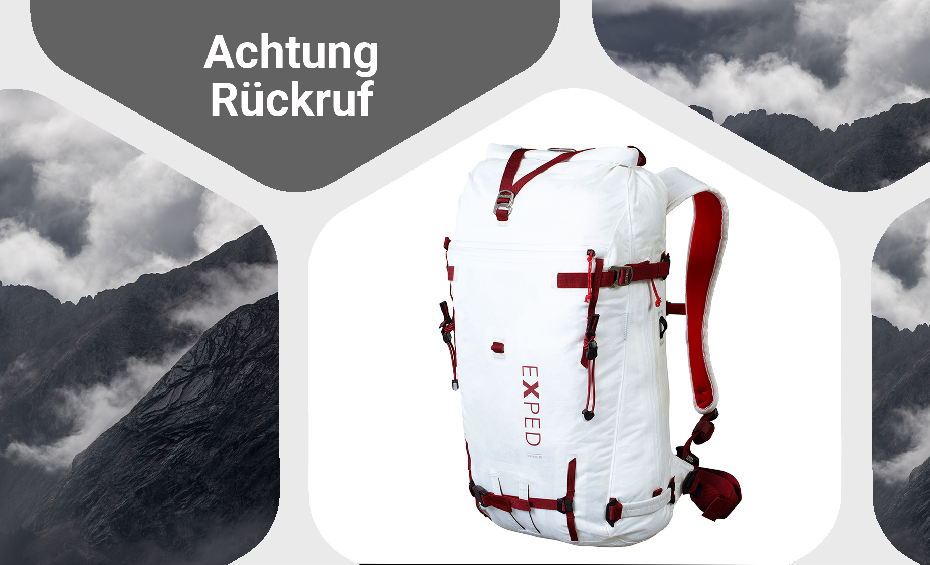 Wegen möglicher Verfärbungen des roten Gurtbands ruft Exped einige Rucksäcke zurück.