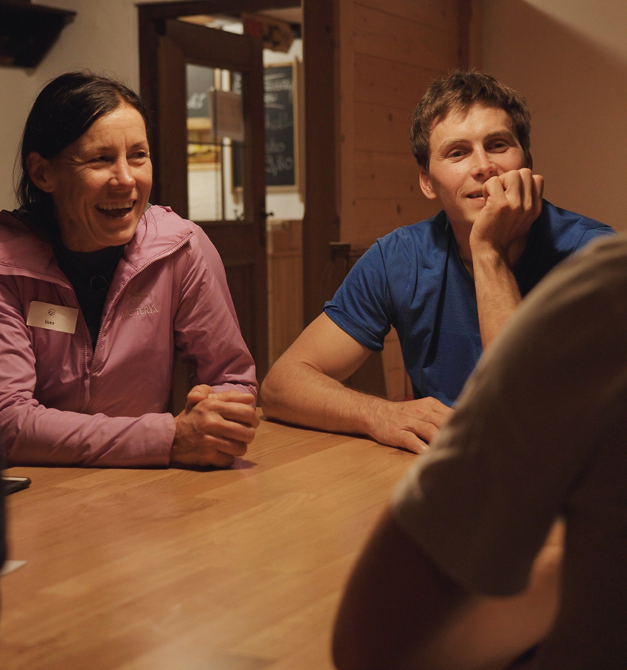 Auf dem Stripsenjochhaus trafen die beiden Alpinisten Geschäftsführer Martin Stolzenberger zur Aufnahme des ersten Bergzeit Live-Podcast.