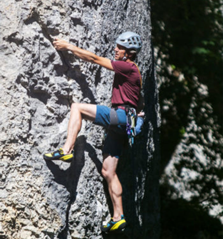 Der Petzl Meteor beim Einsatz am Fels auf der Schwäbischen Alb.