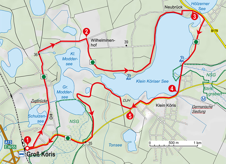 Die Wanderung führt durch den Naturpark Dahme-Heideseen, der aus mehreren Seen besteht. 