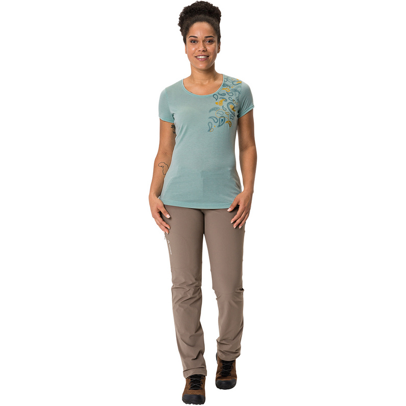 T-shirt Vaude Wo Skomer Femme 36 Soft Rose - Imprimé Fleurs - Manches Courtes