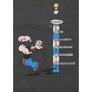Popeye Herren Retro T-Shirt MAN UP! Grau Melliert