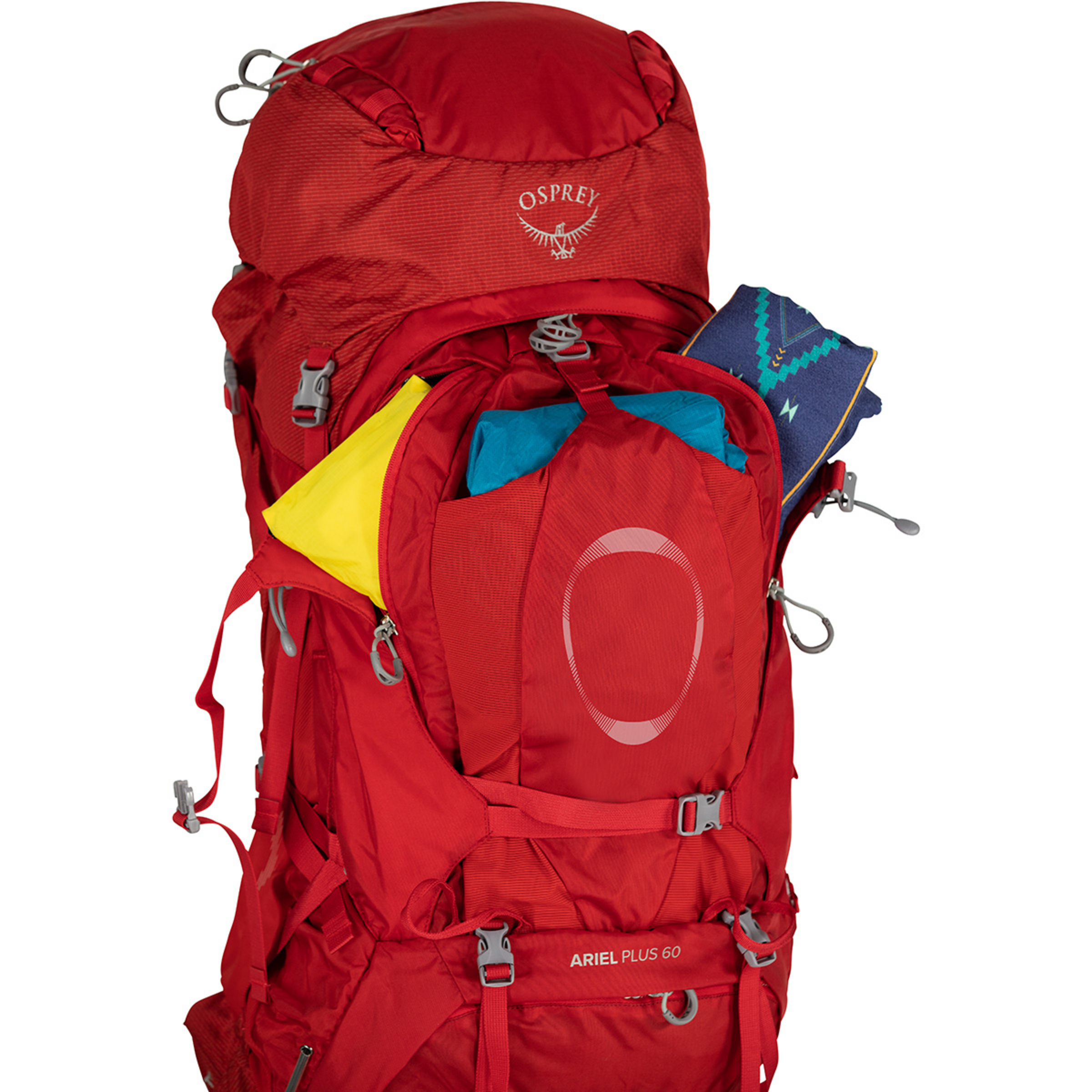 Osprey Ariel Plus 85 Women's Backpacking Backpack, Carnelian Red, Medium/Large Osprey Ariel Plus 85 Carnelian Red WXS-S